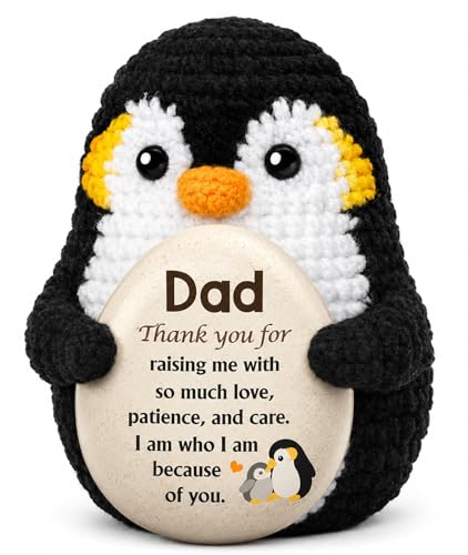 WEYON Crochet Penguin Gift for Dad, Handmade Emperor Penguin Holding Egg Thank You Keepsake, Meaningful Gift for Daddy Papa Father, Father’s Day Birthday Appreciation Gift