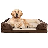 Picture of PETMAKER Orthopedic Dog Bed - 42in Dog Couch Bed with Supportive Wraparound Bolster and Removable Washable Cover - Egg-Crate Foam Extra Large Dog Bed for Pets up to 65lbs - Dog Products (Brown)