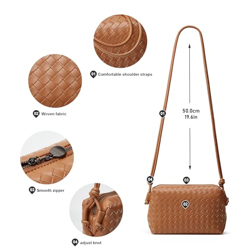 Woven Crossbody Bags for Women: Vegan Leather Handbag - Handwoven Small Purse - Trendy Shoulder Bag (Brown)4