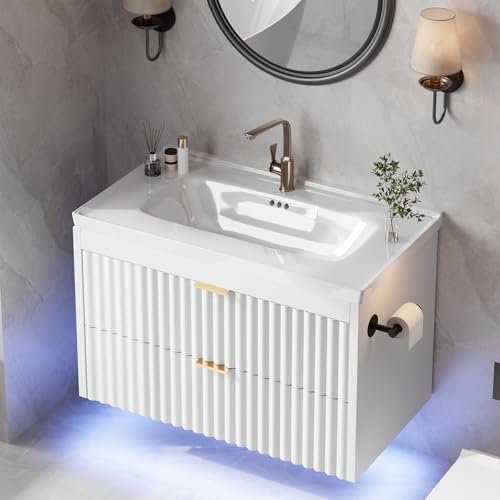 4ever2buy 24 Inch Bathroom Vanity with Sink, Floating Bathroom Vanity