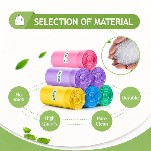 Image of 4 Gallon 208 Counts Strong Drawstring Trash Bags Garbage Bags by Teivio, Bathroom Trash Can Bin Liners, Small Plastic Bags for Home Office Kitchen Bathroom Bedroom, Multicolor