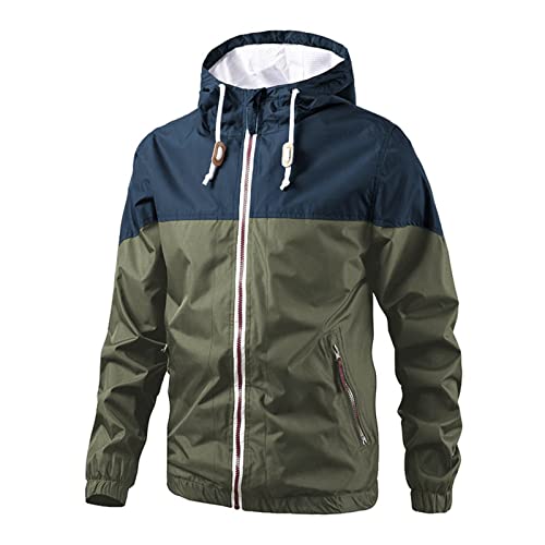 Mens Bomber Jacket Lightweight Breathable Rainproof Windbreaker Hooded Coat - image 2