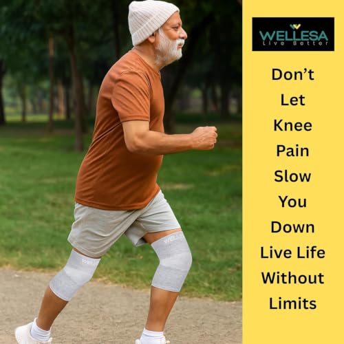 Image of WELLESA Knee Cap Support for Men & Women | Pain Relief Brace | Breathable & 4-Way Stretch | Compression Knee Sleeve for Sports, Gym & Injury Recovery (WL-003, S)