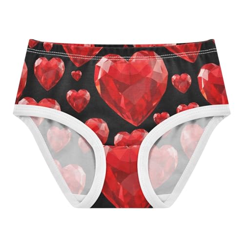 Red Gemstone Hearts Black Girls Underwear Toddler 2t Cotton Little Girl Panties Stylish Underpants Briefs