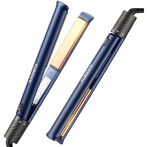 FURIDEN Hair Straightener and Curler 2 in 1, Flat Iron Curling Iron in One, Hair Straightener for Thick Hair and Curly Hair, Long-Last | Defined Curls(Dark Midnight Blue) Cover