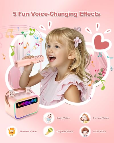TOZDTO Kids Karaoke Machine, Bluetooth Speaker with 2 Wireless Microphones - Image 5