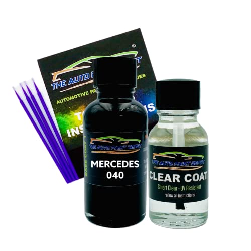Auto Paint Depot Touch Up Paint for Mercedes-Benz Black 040- C Series,CLK Coupe,E Series,M Series,ML Class,S Series,SL Series,SLK Series- One Ounce with Clear Coat