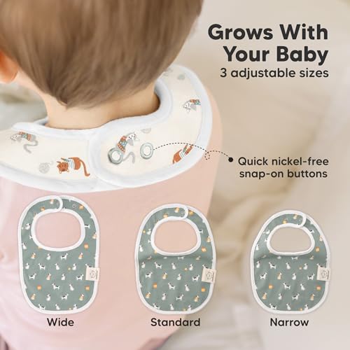 Image of 8-Pack Organic Baby Bibs for Boys, Girls - Soft Cotton Drooling and Teething Bibs for Baby Girl & Boy, Extra Absorbent, Easy to Clean & Put On for Toddler, Newborn, Infant 0-24 Months (Pets & Paws)