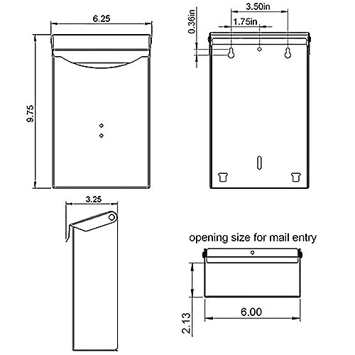 Architectural Mailboxes BW1100AM City Classic Galvanized Steel Wall Mount Mailbox thumb #3