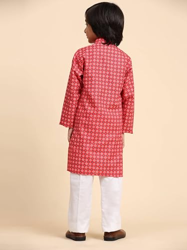 Image of Pro-Ethic Style Developer Boys Silk Floral Kurta Pajama Ethnic Wear Set | Cotton Kurta Pajam