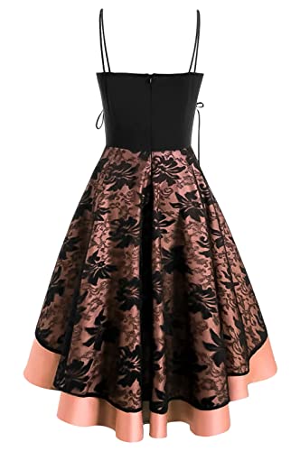 Feoya GAUSIQY1346444 Womens Renaissance Dress Medieval Vampire Witch Dresses Floral Lace Patchwork Swing Dress Fairy Steampunk Costumes Vintage Halloween Cosplay Party Dresses A-Black thumb #1