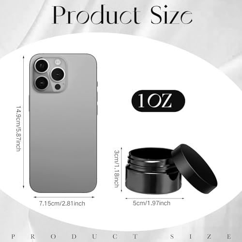 Image of Patelai 4 Pcs Plastic Jars Wide Mouth with Lids,1 Ounce,Pure Black | Travel Size for Creams Oils, Clear Round Storage Cosmetics Containers, Leak Proof Screw on Lids for Makeup Beauty DIY
