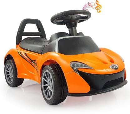 KIDBITKARTRider with Music and Lights and Foot Drive Feature Car Non Battery Operated Ride Foot Drive Car, Perfect for Kids Age 12months to 4years (Orange)