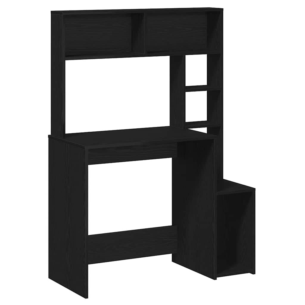 Escritorio con estantería, negro, 100 x 45 x 140 cm, mesa de oficina con gran área de trabajo y concepto de almacenamiento versátil, para oficina en casa y estudio