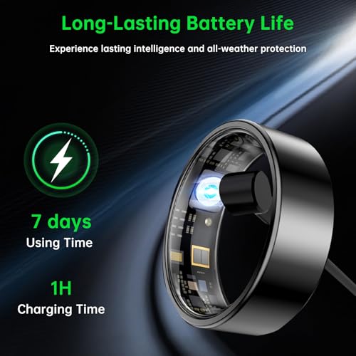 Image of Smart Ring for Women & Men, Fitness Tracker with Heart Rate, Blood Oxygen, Sleep Monitoring, Long-Lasting Battery, IP68 Waterproof (Gold, 14)