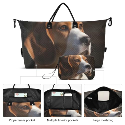 Large Travel Duffel Bag, Beagle Sunlight Close Up Sports Tote Gym Bag, Shoulder Weekender Overnight Bag for Women Men, Carry On Luggage with Toiletry Bags2