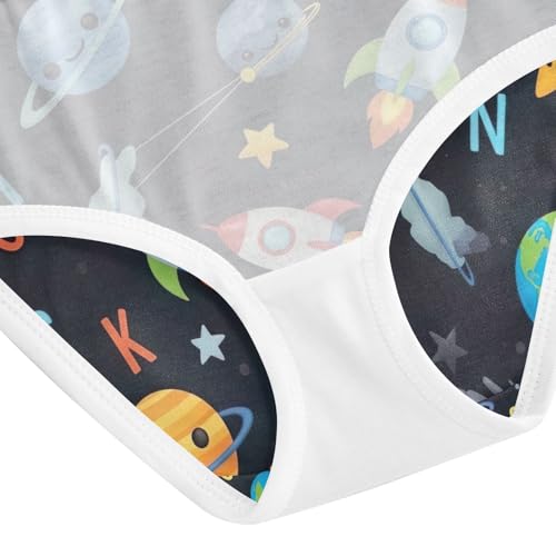 Toddler Girl Panties, Cute Cartoon Planets Girls Cotton Underwear, 2T–8 Years4
