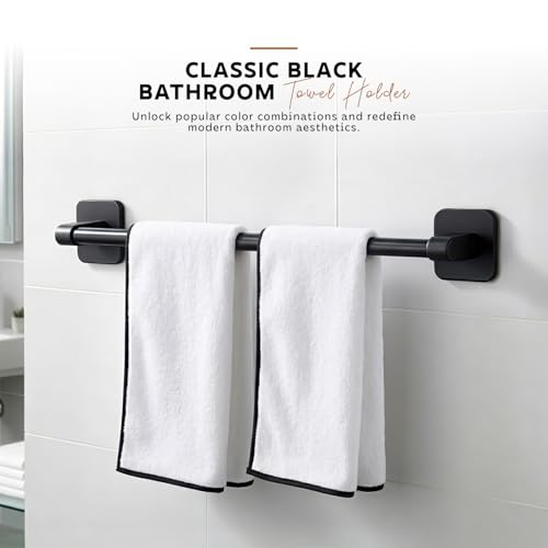 Image of Amazon Basics Self Adhesive 24 Inch Bathroom Towel Hanger for Wall - Space Aluminum Towel Rod | Self Adhesive No Drill Rustproof Modern Towel Bar Rack for Bathroom & Kitchen