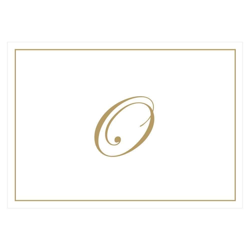 Caspari Gold Embossed Initials Boxed Note Cards in Letter O, 16 Cards &amp; Envelopes