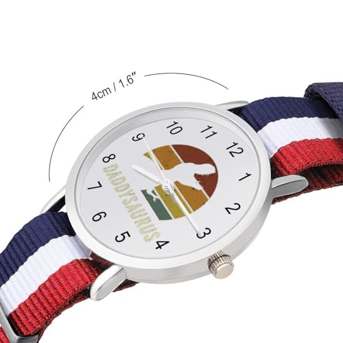 Daddysaurus Daddy Dinosaur Nylon Braided Strap Outdoor Sport Business Wrist Watches Easy Reader Work Casual Watch2