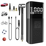 UDODIY Elektrische Luftpumpe mit 6000mAh Akku 150PSI Fahrradluftpumpe Kompressor Tragbare Mini Reifenpumpe mit LCD LED Licht für Auto Fahrrad Motorrad Bälle als Taschenlampe und Powerbank