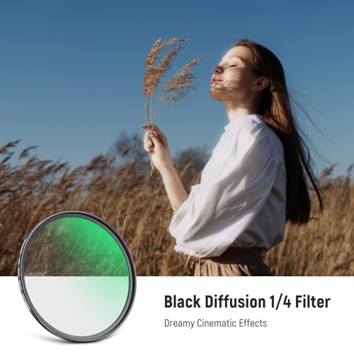 Image of NEEWER 77mm Black Diffusion 1 /4 Filter for Mist Cinematic Effect Filter, Ultra Slim Optical Glass Multiple Nano Coatings for Video Vlog Portrait Photography