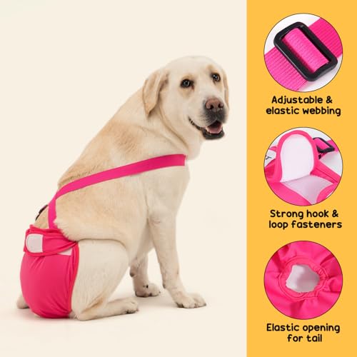 Avont 3 Stück Wiederverwendbare Hundewindeln, Hochsaugfähige, waschbare und umweltfreundliche Damenbinden Höschen für weibliche Haustiere -Schwarz/Rosa/Lila