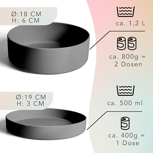 ne&no® Silikon Hundenapf 1200 ml mit Deckel für kleine und mittelgroße Hunde | im Kühlschrank luftdicht verschlossen | Futternapf Hund rutschfest | Fressnapf Hund Set