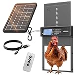 Okkobi Automatic Chicken Coop Door Solar Powered - LCD Display - Chicken Coop Door with Remote Control, Light Sensor & Timer - Security & Peace of Mind: Anti-Pinch Function - 5-Year Protection - Grey