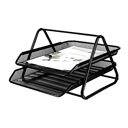 Corbeille courrier métallique perforée amovible pour tri A4 noir