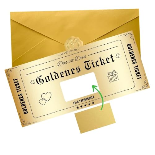 Goldenes Ticket, Gutschein zum selber ausfüllen , Geschenke für Frauen, Geschenke für Freundin, Geburtstagskarte, Geburtstagsgeschenk, Reisegutschein, Überraschungsgeschenk, Mutterstags geschenk., 4.99 €