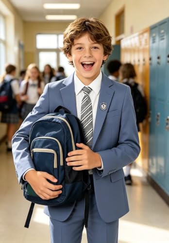 Image of Kids Suits for Boys Summer Dress Clothes Toddler Boy Tuxedo Wedding Outfit | beach wedding guest ring bearer outfit, boys formal dress clothes, teen back to school homecoming suit, slim fit 3 piece set