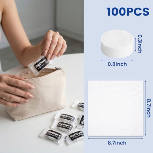BigOtters Toallas Comprimidas Desechables 100 Piezas para Viajes Camping y Aire Libre miniatura 2