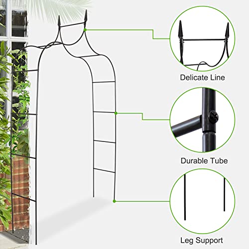 Peach Tree Outdoor Garden Arch Gothic 8\' 4\" H x 4\' 7\" W Arbor Iron Black Trellis Metal Weather Resistant Wall Art Climbing Plant Growing Lawn Backyard