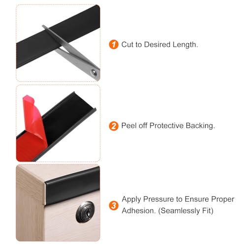QUARKZMAN U-Form Kantenband 1-3/32 x 16.4ft (28mm x 5000mm) Selbstklebendes TPE Flexibles Furnierkantenband Kantenschutz für Möbel, Schränke, Tische, Reparatur, Schwarz