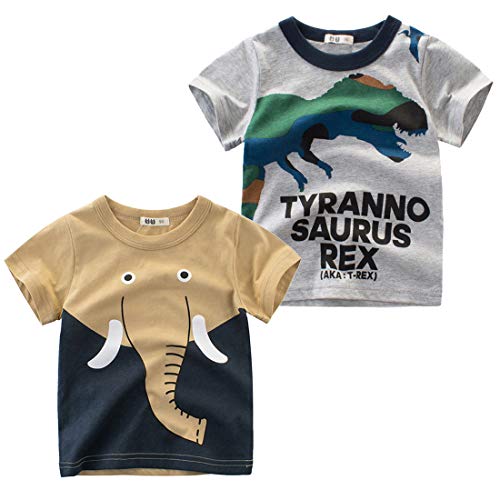 Oyoden Camisetas Manga Corta Niños Algodón Blusa Tops Bebé Verano 1-7 Años Pack de 2(2-3 años, Grupo C) Cover