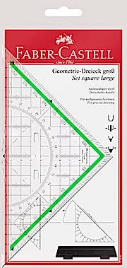 Faber Castell 177090 – Set Square with Handle, Large transparent