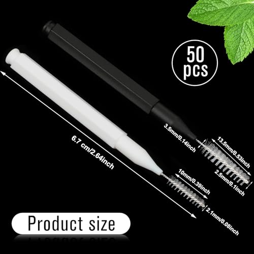 Image of Patelai 50 Pcs Interdental Brushes Braces,Black, White