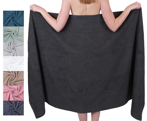 Betz Badetuch XXL 100x200 cm – 1 Stück – Saunatuch & Strandtuch aus 100% Baumwolle, 360 g/m² – saugstark & weich – großes Handtuch mit Aufhänger – Serie Berlin – Farbe Graphit