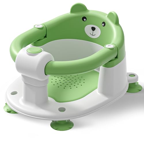 Image of Baby Bath Seat for Babies 6 Months & Up, Toddler Bath Seats for Babies Sitting Up, Non-Slip Infant Bath Tub Chair with Suction Cups & Soft Cushion for Shower, Compact Toddler Bathtub Seat, Green