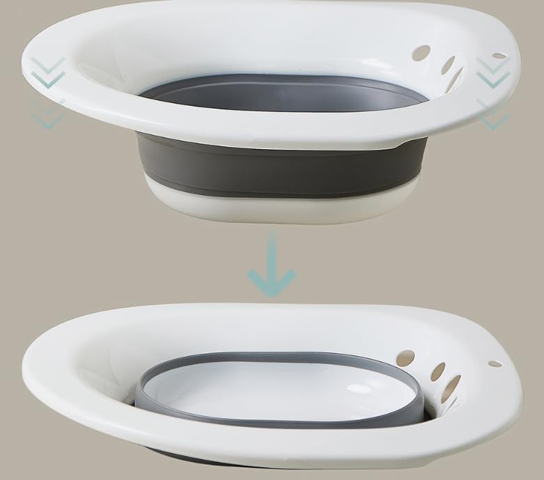 Image of INTERIA Sitz Bath Tub for Toilet Seat with Pump Flusher - Postpartum Care, Hemorrhoids,Piles Relief Portable & Foldable Tub for Adult