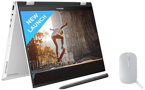 Image of ASUS Zenbook 14 Flip OLED (2023), Intel Core EVO i7-1360P 13th Gen, 14 inch (35.56 cm) 2.8K 90Hz OLED, (16GB RAM & 1TB SSD), UP3404VA-KN753WS Marshmallow MD100 Mouse (Gray)