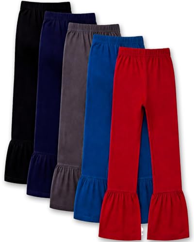 Image of T2F Girls Flared Leggings Pack of 5 | Cotton Stretch Bell Bottom Pants | Soft Comfortable for Kids