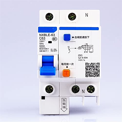 Dispositif de courant résiduel monophasé neutre NXBLE-63 C40 interrupteur