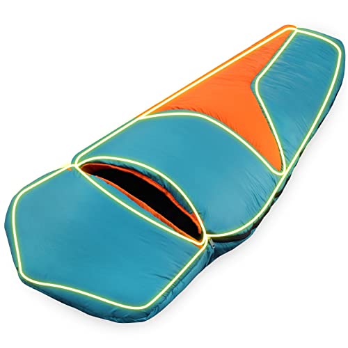 Trajectory Sleeping Bag for Travel Camping Hiking and Trekking with Secret Wallet Pocket Comes with 2 Years Warranty for Height Upto 6’2” feet for Men and Women (Aqua Blue/Orange)