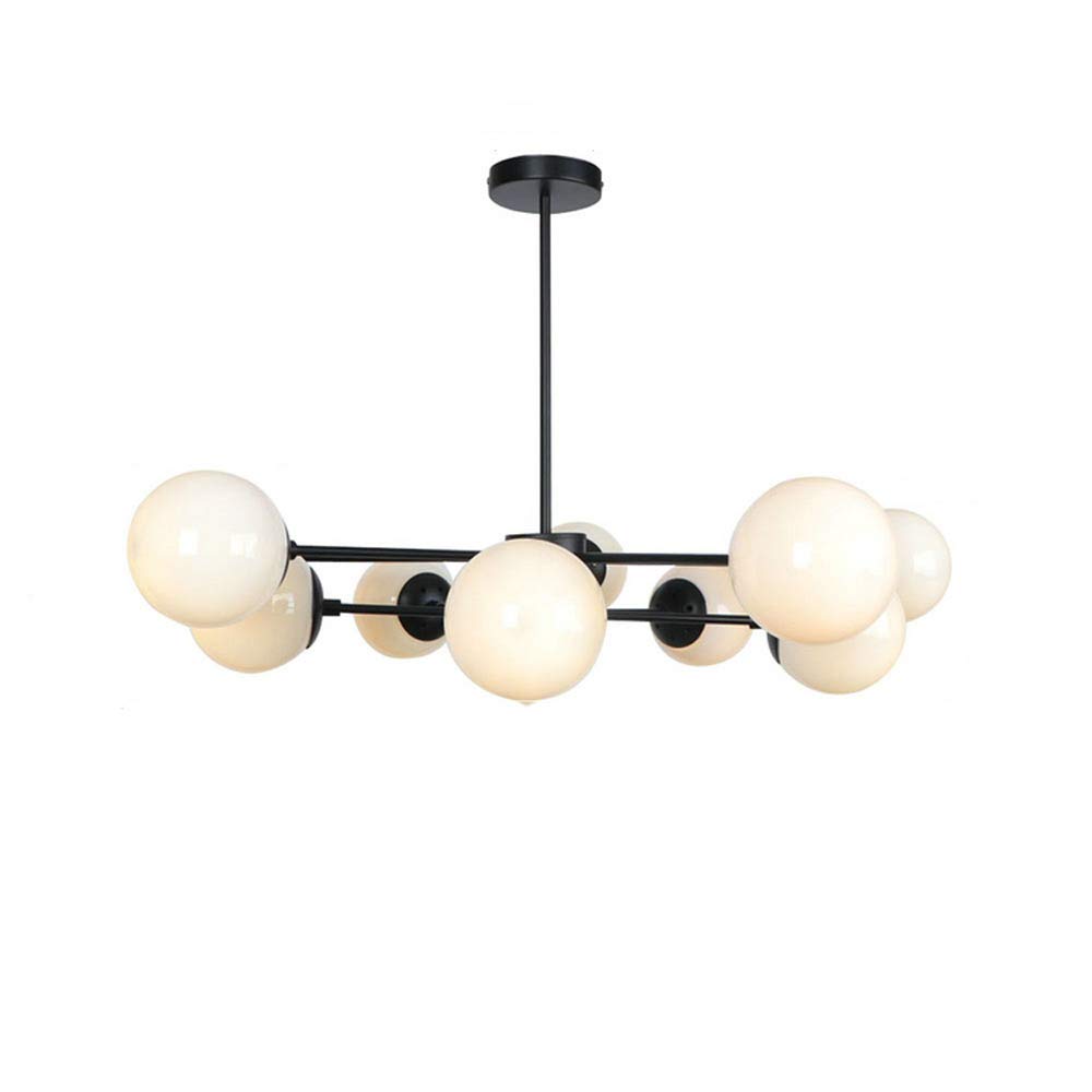Lustre haricot magique moléculaire E27 en fer forgé noir à 10 lampes