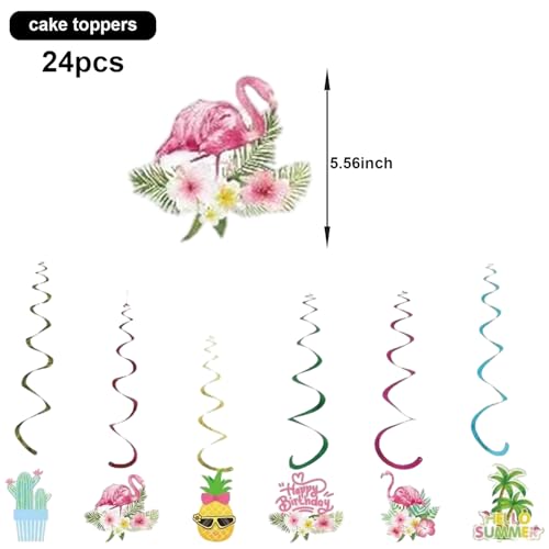 Image of Hawaiian Hanging Swirl - 24PCS Party Decorations for Boys Kids SummerTheme Birthday Party Supplies Hawaiian Hanging Spiral Garlands Ceiling Decor (Hawaiian Luau)