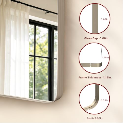 Image of Kosmonia 40x30 Inch Rounded Rectangle Bathroom Vanity Mirror
