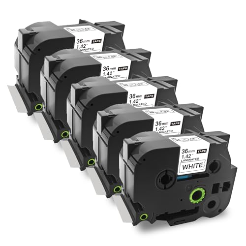 Sluxjet 互換 ピータッチ テープ 36mm幅 白地黒文字 TZe-261 Tz-261 テプラ ブラザー工業 ピータッチキューブ P-touch 汎用 テープカートリッジ 長さ8m Pタッチ 機種対応 PT-2500PC PT-9700PC 5個セ