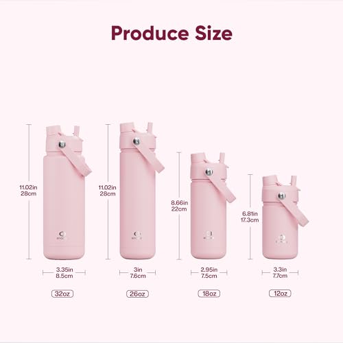 ENCOOL Insulated Water Bottle with Straw Stainless Steel Water Bottle, Leak-Proof, BPA-Free, Double Wall Vacuum Keeps Cold for 24 Hours for Sports, Travel, School (26 oz, Cotton Candy)